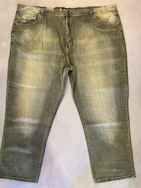 Royal Blue Brand Denim Jeans Men 60 x 34 Relaxed Big & Tall Olive Green Wash